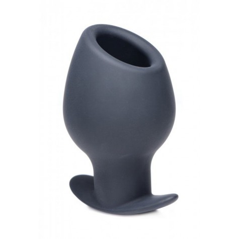 Большая черная анальная пробка Ass Goblet Silicone Hollow Anal Plug Large - 11,18 см.